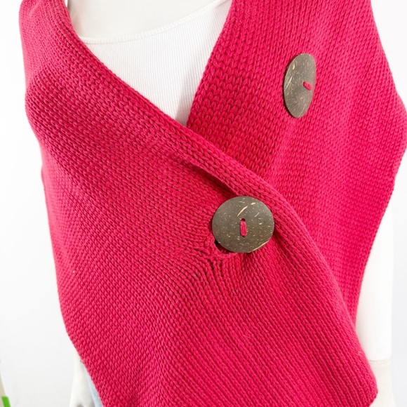 Pure Hand Knit Cranberry Red Wrap Shawl Scarf One Size Holiday Casual Lagenlook - Picture 4 of 7